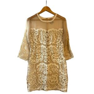 Yoana Baraschi 100% Silk Vintage Embroidered Shift Dress